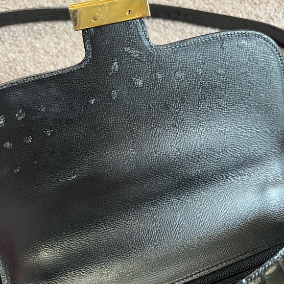 Vintage Umberto H Gold Black Patent Croc Leather Crossbody Shoulder Constance - Picture 7 of 11